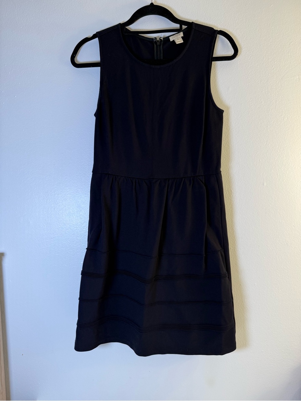 J. Crew Sleeveless Navy Blue Midi Dress with Subtle Banding